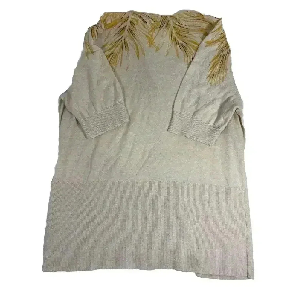 Pendleton Large Cotton Leaf Pattern Knit Short Sl… - image 2